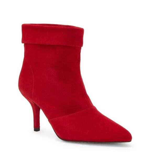 NWOT Vince Camuto Red Ankle Cuff Boots with a Side Zipper, Size 8.5 - Picture 1 of 12